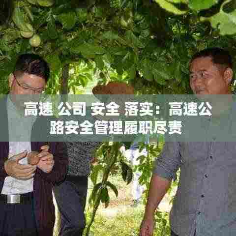 高速 公司 安全 落实：高速公路安全管理履职尽责 