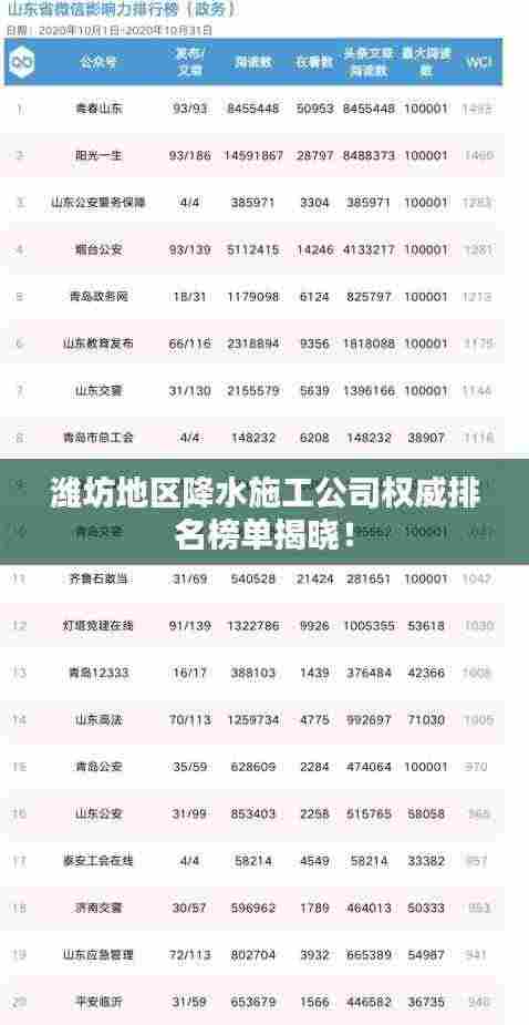 潍坊地区降水施工公司权威排名榜单揭晓！
