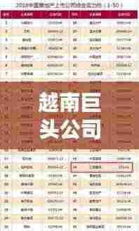 越南巨头公司排名揭晓,揭秘行业领军者!