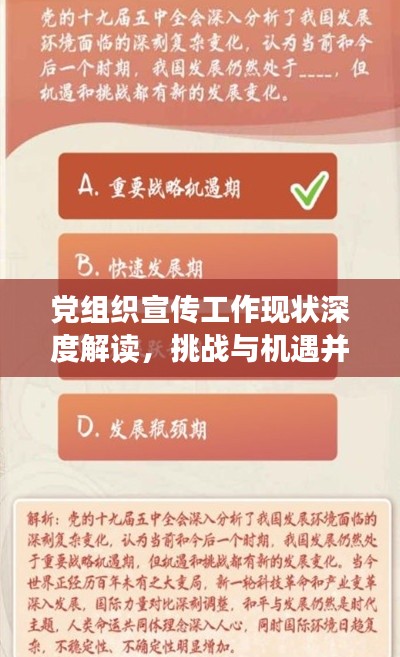 党组织宣传工作现状深度解读,挑战与机遇并存!
